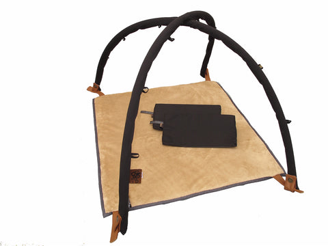 Aktivitetstæppe sæt, denim-look / brun (platform, legebøjler og skumkiler)