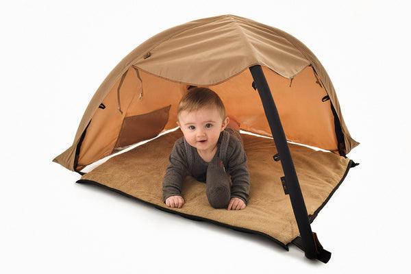 Aktivitetstæppe sæt, denim-look / brun (platform, legebøjler og skumkiler)